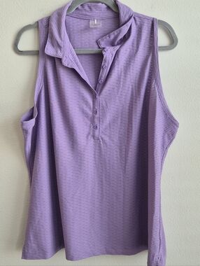 Calia Sleeveless Polo Tank in Lilac Breathable Mesh Knit Size XXL